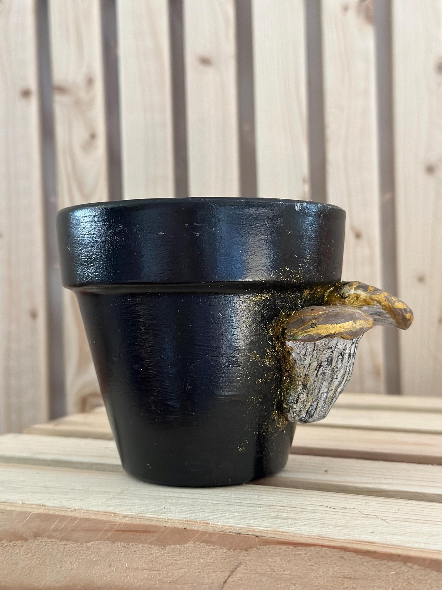 Golden Mushroom Decorative Terracotta Planter Pot