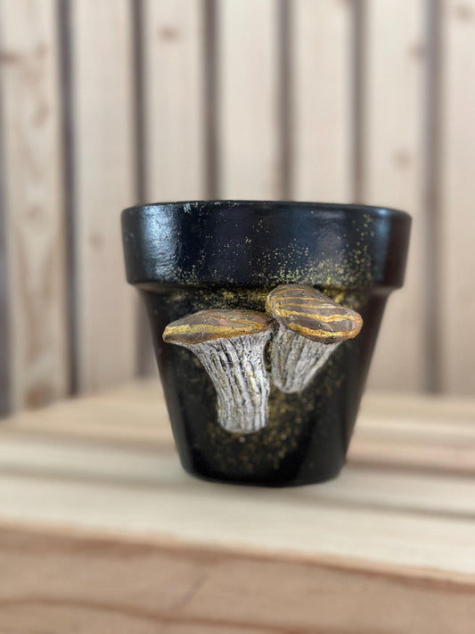 Golden Mushroom Decorative Terracotta Planter Pot